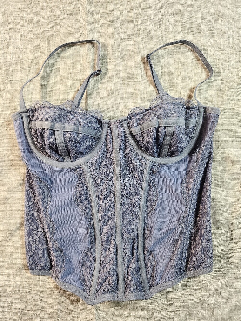Out From Under Urban Outfitters Modern Love Lace Corset Top Size S/P Purple Blue